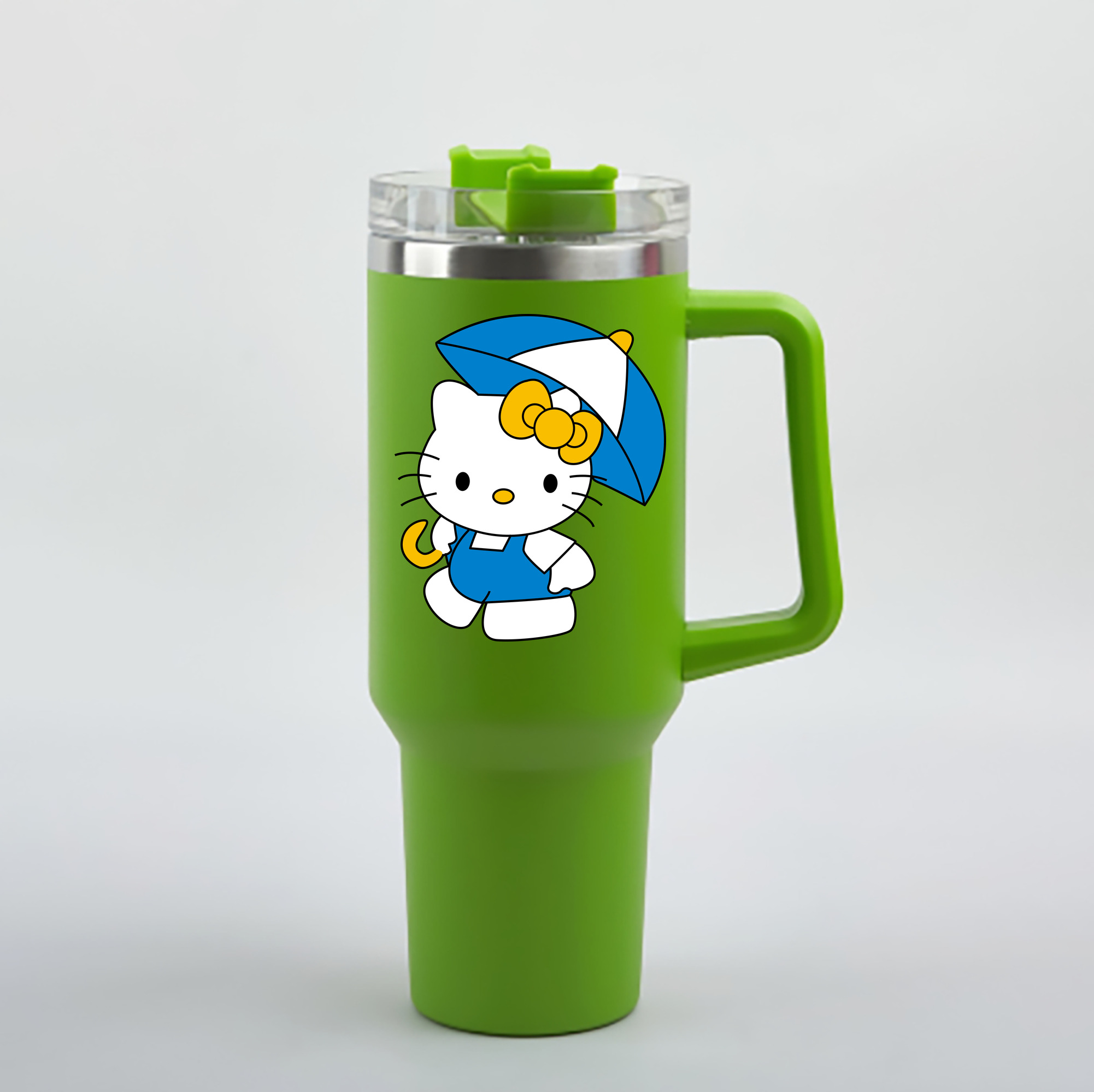 （画像用） Hello Kitty ハローキティ 1200mL車用タンブラー - クリスタルステッカー（プラスチックストロー付き）